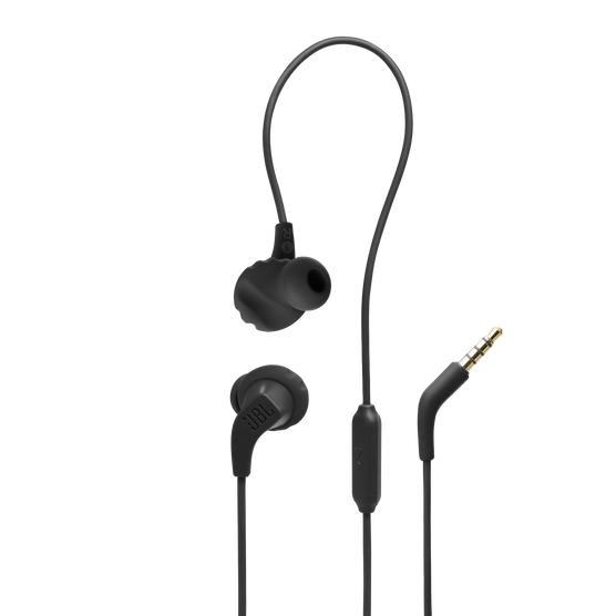 JBL Endurance Run 2 Wired - Black - Waterproof Wired Sports In-Ear Headphones - Hero